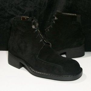 GIANNI VERSACE 1535 BLACK ITALIAN SUEDE MEN'S ANKLE BOOTS 7M $370 NWT